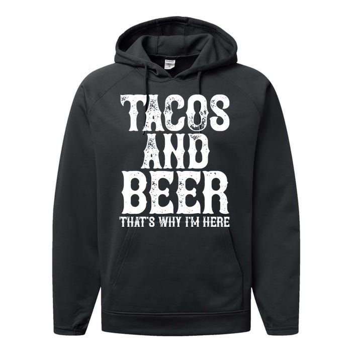 Tacos And Beer Drinking Drunk Cinco De Mayo Performance Fleece Hoodie