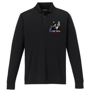 Trump Assasination Bloody Ear Butler You Missed Trump Performance Long Sleeve Polo