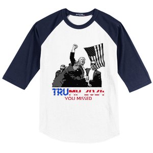 Trump Assasination Bloody Ear Butler You Missed Trump Baseball Sleeve Shirt