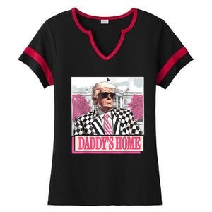 Take America Back Daddys Home Funny Donald Trump 2024 Ladies Halftime Notch Neck Tee