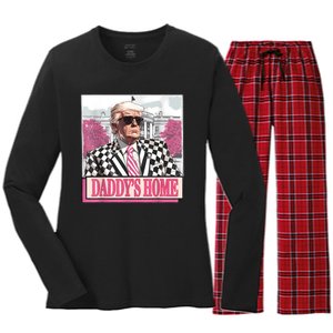 Take America Back Daddys Home Funny Donald Trump 2024 Women's Long Sleeve Flannel Pajama Set 