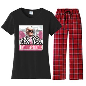 Take America Back Daddys Home Funny Donald Trump 2024 Women's Flannel Pajama Set