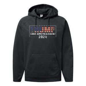 Take America Back American Flag Trump 2024 Women Gifts Performance Fleece Hoodie