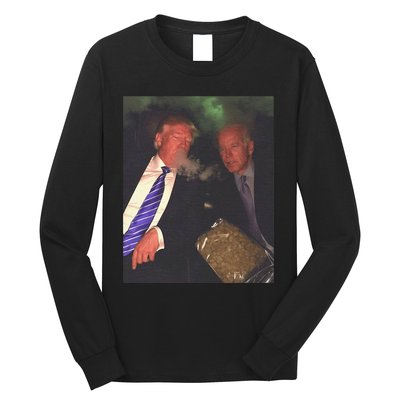 Trump And Biden Smoking Weed  Funny Politics Long Sleeve Shirt