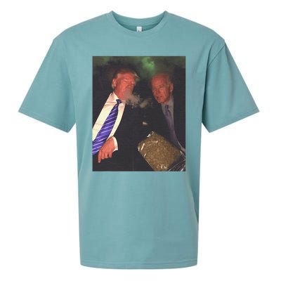 Trump And Biden Smoking Weed  Funny Politics Sueded Cloud Jersey T-Shirt