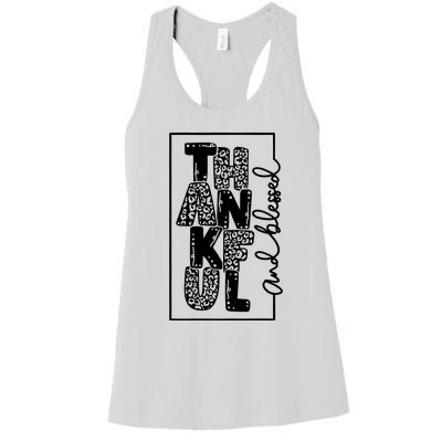 Thankful And Blessed Leopard Cheetah Pumpkin Women's Racerback Tank