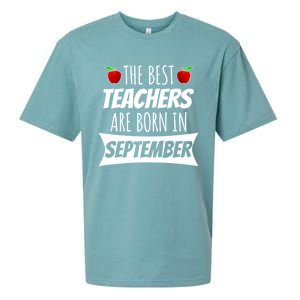 The A Best Teachers Are Borns In September Birthday Funny Gift Sueded Cloud Jersey T-Shirt