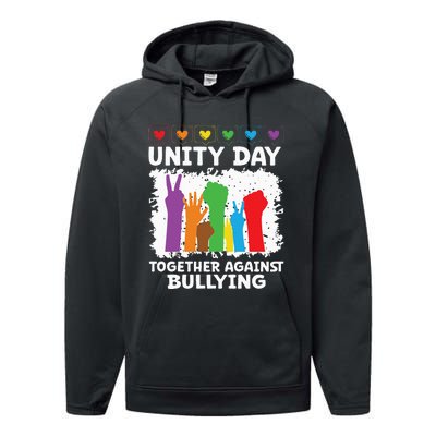 Together Against Bullying Unity Day Kindness Day Orange Performance Fleece Hoodie