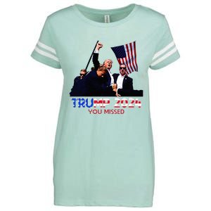 Trump Assasination Bloody Ear Butler You Missed Trump Enza Ladies Jersey Football T-Shirt