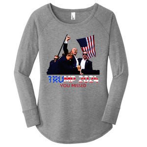 Trump Assasination Bloody Ear Butler You Missed Trump Women's Perfect Tri Tunic Long Sleeve Shirt