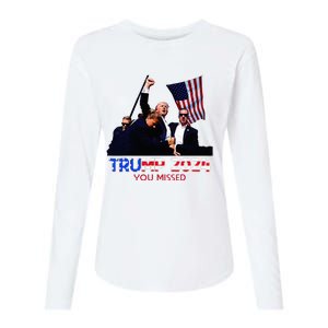 Trump Assasination Bloody Ear Butler You Missed Trump Womens Cotton Relaxed Long Sleeve T-Shirt