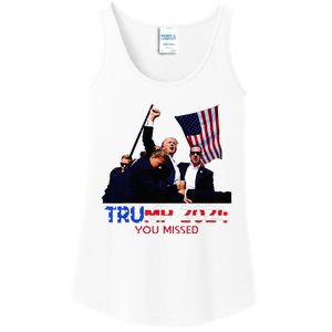 Trump Assasination Bloody Ear Butler You Missed Trump Ladies Essential Tank