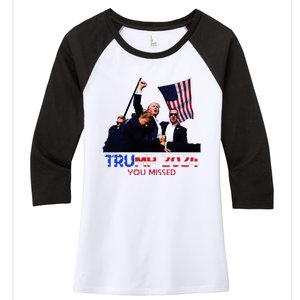 Trump Assasination Bloody Ear Butler You Missed Trump Women's Tri-Blend 3/4-Sleeve Raglan Shirt