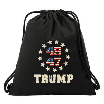 Take America Back Trump Flag 45 47 Drawstring Bag