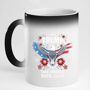 Take America Back American Flag Trump 2024 Bold Eagle Gift 11oz Black Color Changing Mug