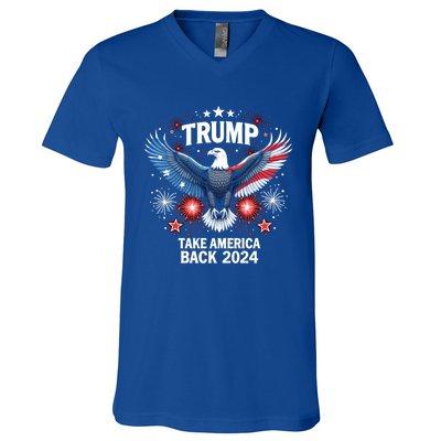 Take America Back American Flag Trump 2024 Bold Eagle Gift V-Neck T-Shirt