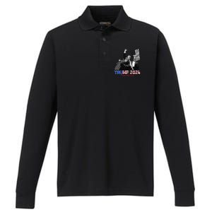 Trump Assasination Bloody Ear Butler You Missed Trump Performance Long Sleeve Polo