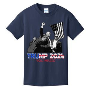 Trump Assasination Bloody Ear Butler You Missed Trump Kids T-Shirt