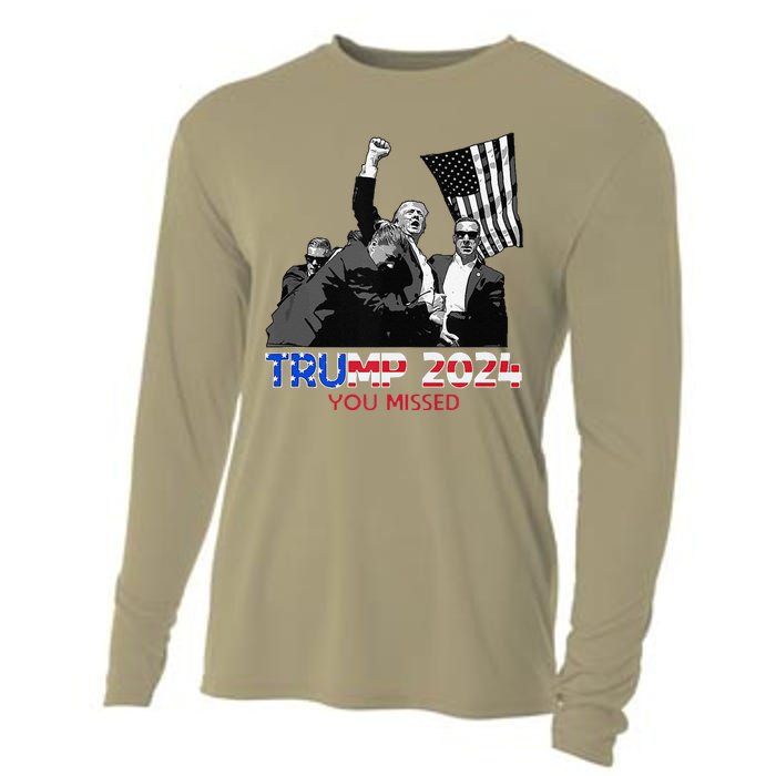 Trump Assasination Bloody Ear Butler You Missed Trump Cooling Performance Long Sleeve Crew