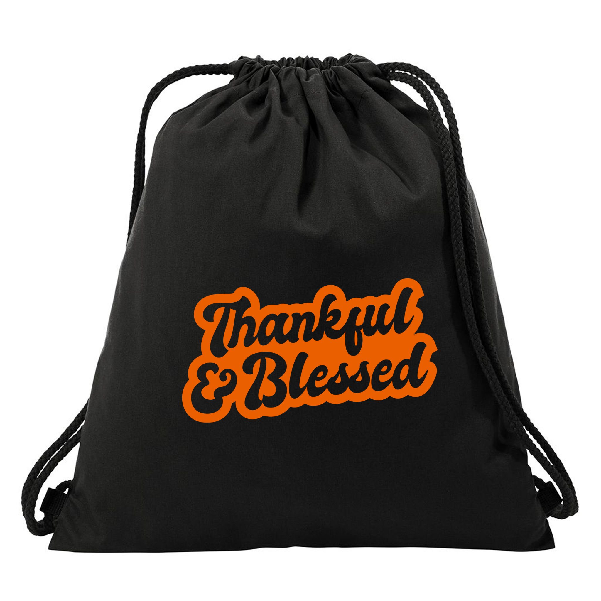 Thankful And Blessed Thanksgiving Holiday Drawstring Bag