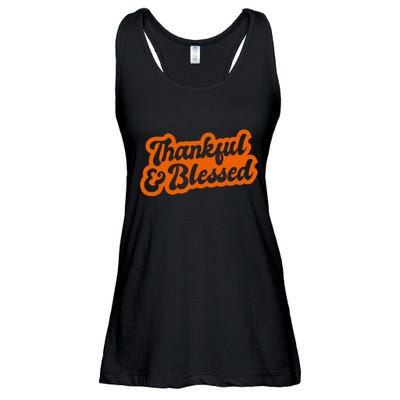 Thankful And Blessed Thanksgiving Holiday Ladies Essential Flowy Tank