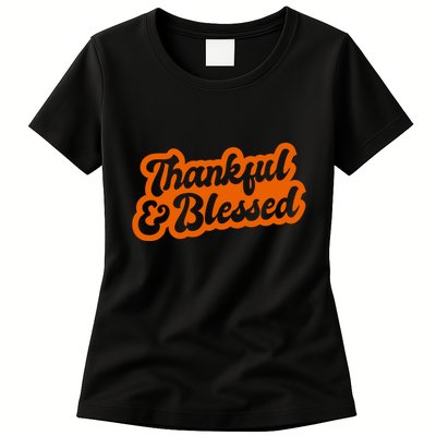 Thankful And Blessed Thanksgiving Holiday Womens T-Shirt