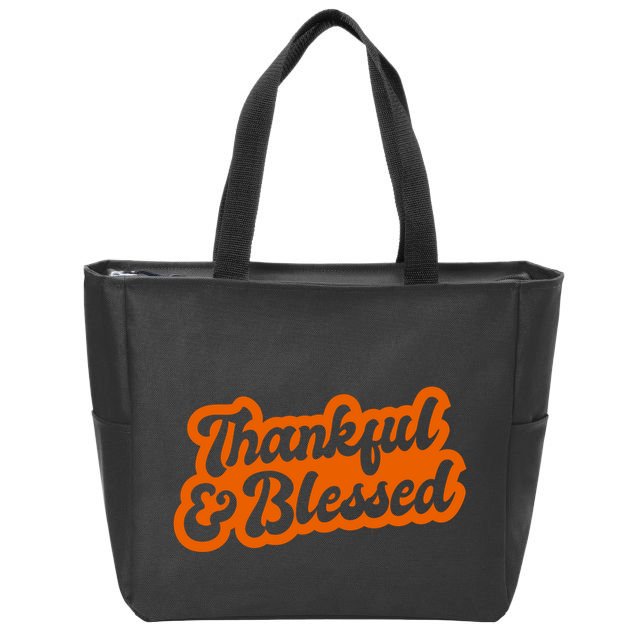 Thankful And Blessed Thanksgiving Holiday Zip Tote Bag