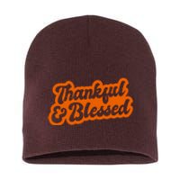 Thankful And Blessed Thanksgiving Holiday Short Acrylic Beanie