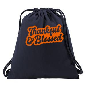 Thankful And Blessed Thanksgiving Holiday Drawstring Bag