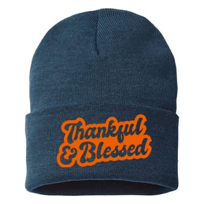 Thankful And Blessed Thanksgiving Holiday Sustainable Knit Beanie