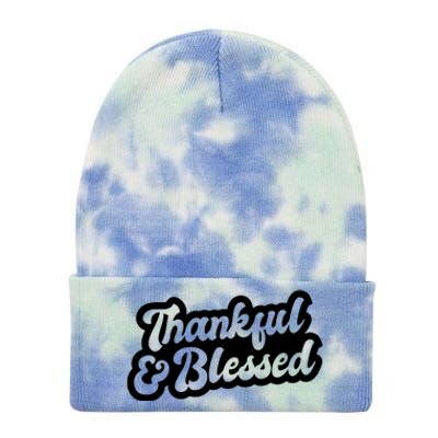 Thankful And Blessed Thanksgiving Holiday Tie Dye 12in Knit Beanie