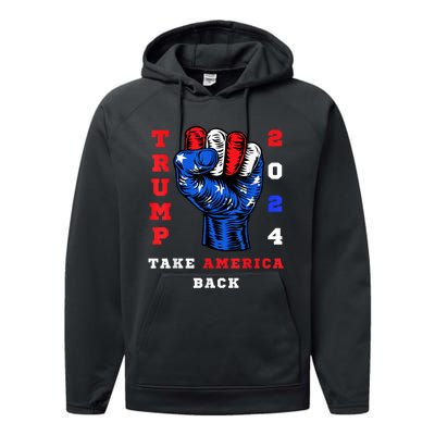 Take America Back Trump 2024 Maga Republicans Patriotic Performance Fleece Hoodie