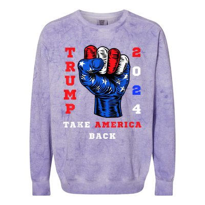 Take America Back Trump 2024 Maga Republicans Patriotic Colorblast Crewneck Sweatshirt