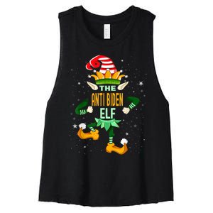 The Anti Biden Elf Funny Christmas Matching Family Outfit Women's Racerback Cropped Tank