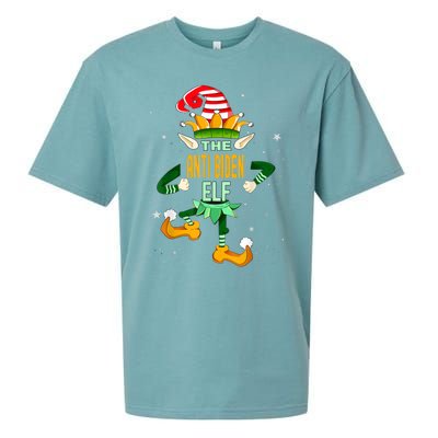 The Anti Biden Elf Funny Christmas Matching Family Outfit Sueded Cloud Jersey T-Shirt