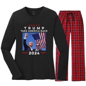 Take America Back Again Survivor Rally Design Women's Long Sleeve Flannel Pajama Set 