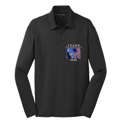 Take America Back Again Survivor Rally Design Silk Touch Performance Long Sleeve Polo