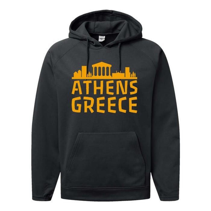 Tourist Attractions Building City Town Greek Greece Performance Fleece Hoodie