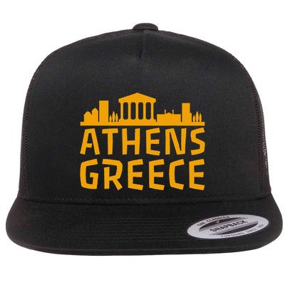 Tourist Attractions Building City Town Greek Greece Flat Bill Trucker Hat