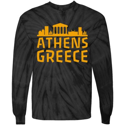 Tourist Attractions Building City Town Greek Greece Tie-Dye Long Sleeve Shirt