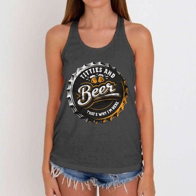 Titties and Beer That’s Why I'm Here Oktoberfest Can Cap Women's Knotted Racerback Tank