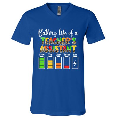 Teaching Assistant Battery Life Assistant Teacher Gift V-Neck T-Shirt