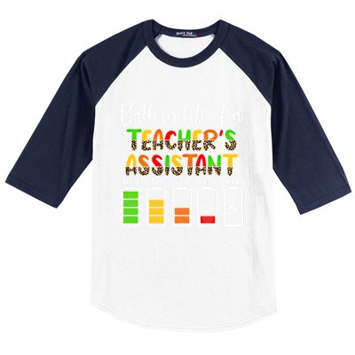 Teaching Assistant Battery Life Assistant Teacher Gift Baseball Sleeve Shirt