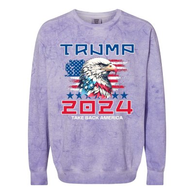 Take America Back Trump 2024 Colorblast Crewneck Sweatshirt