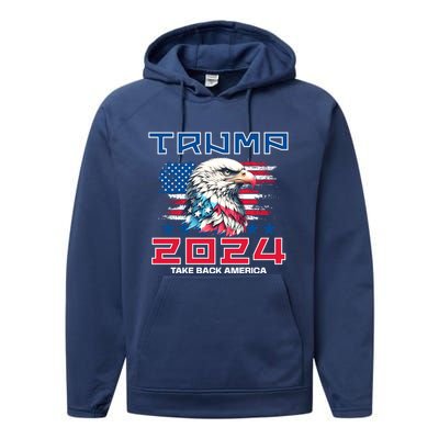 Take America Back Trump 2024 Performance Fleece Hoodie