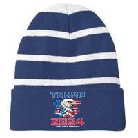 Take America Back Trump 2024 Striped Beanie with Solid Band