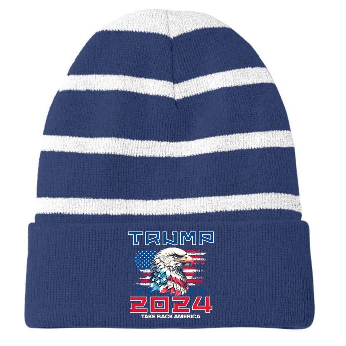 Take America Back Trump 2024 Striped Beanie with Solid Band