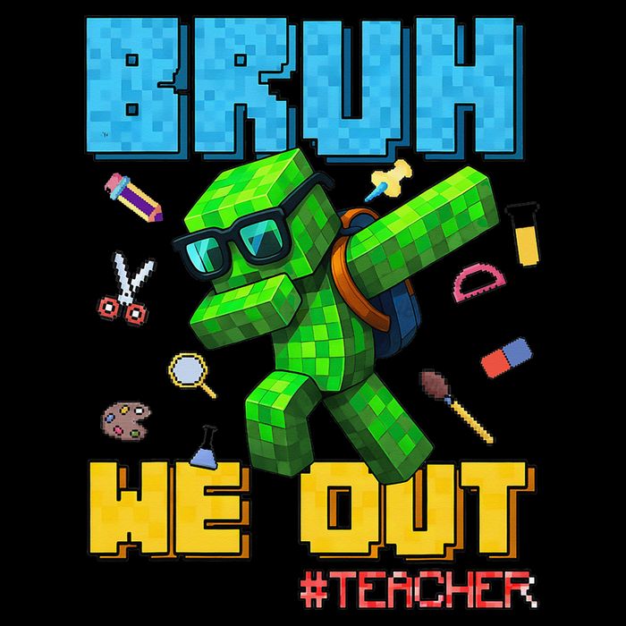 Teacher Appreciation Bruh We Out Gamer Pixel Style Summer Drawstring Bag