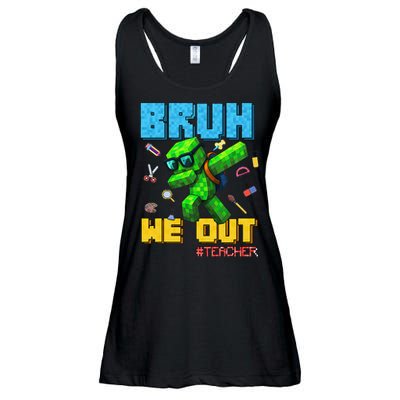 Teacher Appreciation Bruh We Out Gamer Pixel Style Summer Ladies Essential Flowy Tank