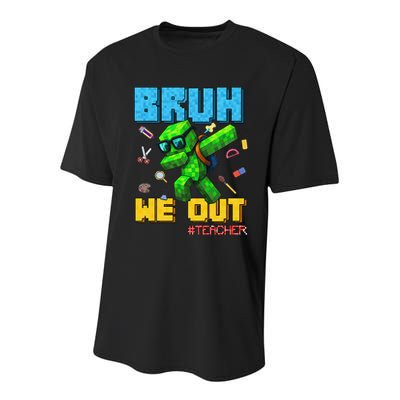 Teacher Appreciation Bruh We Out Gamer Pixel Style Summer Youth Performance Sprint T-Shirt